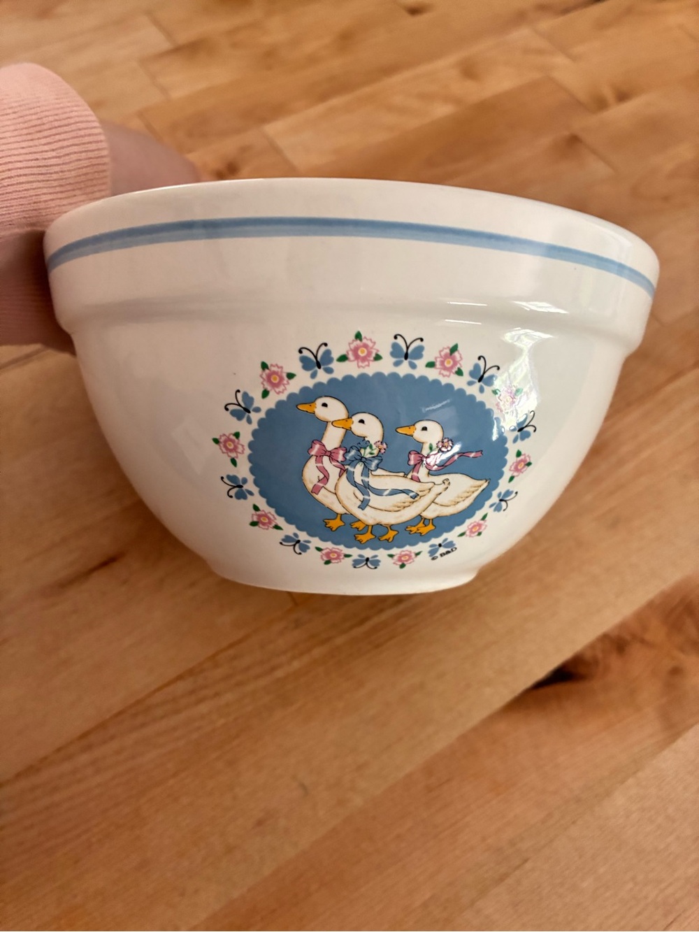 Treasure craft Serving Bowl with Blue Trim (small bowl)